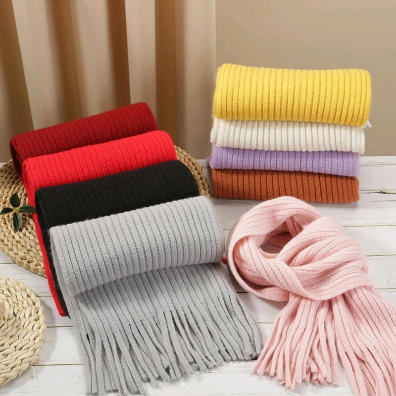 RARITYUS Kids Knitted Tassel Scarf Fashion Solid Color Toddler Soft Warm Scarves Neck Warmer Winter for Girls Womens - Image 4